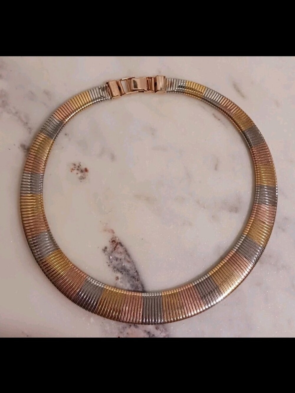 Vintage Tri-Color Tubogas Gas Pipe Collar Necklace - Picture 3 of 10